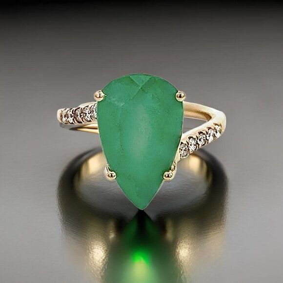 Natural Emerald Diamond Ring Size 7 14k Y Gold 7.17 TCW Certified 401582 - Picture 1 of 11